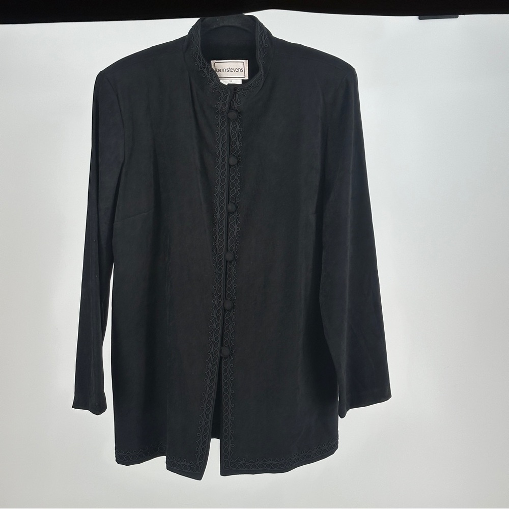 Women’s Vintage 90’s Size 16 Karin Stevens Black Jacket Beaded Scrolls